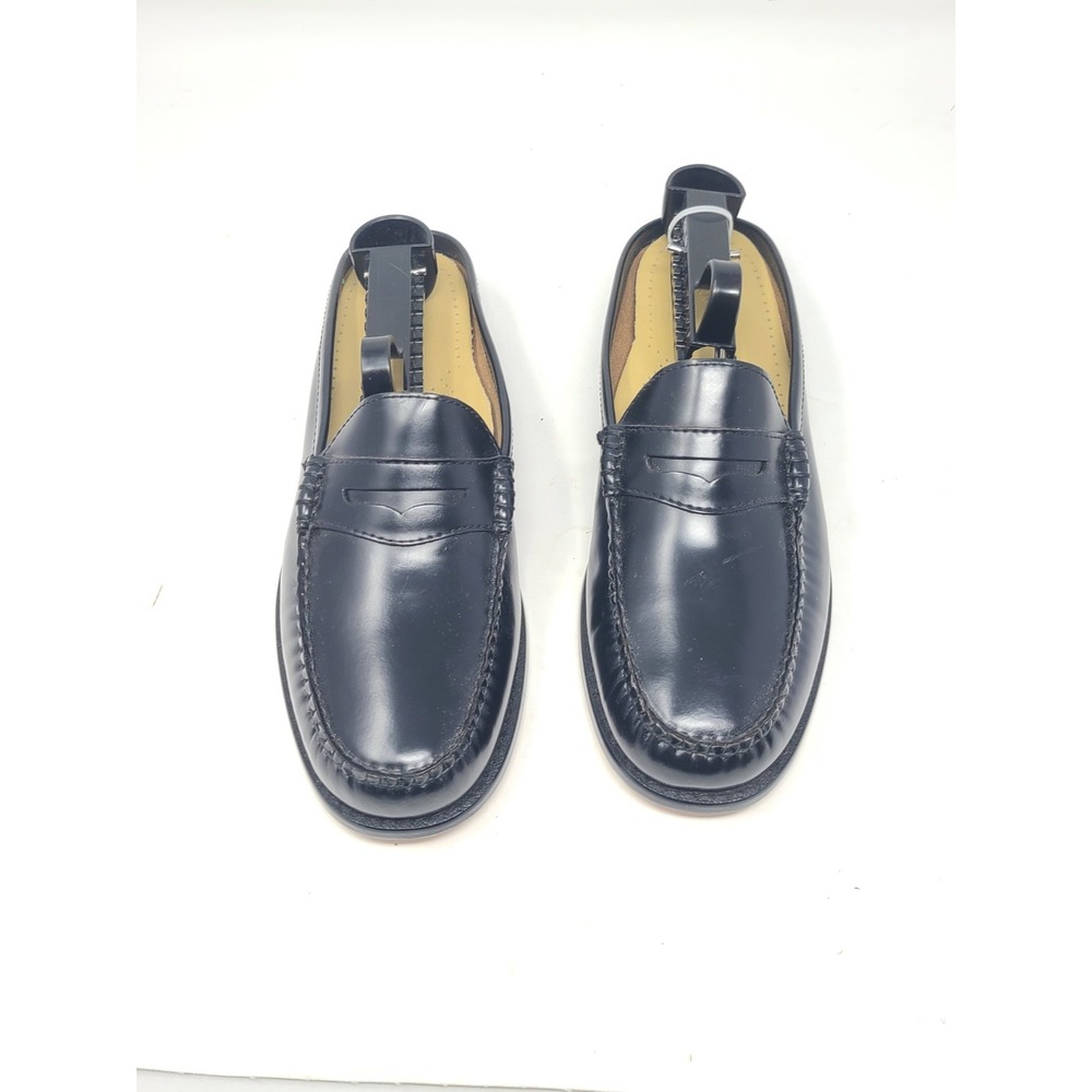 GH Bass Weejuns Larson Penny Loafer Mules Black Leather Slide Shoes Women 9M